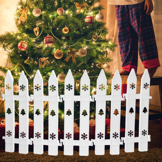 10/5PCS Christmas Fence Plastic White Hollow Fence Christmas Tree Ornament