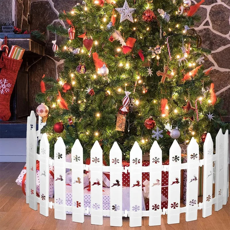 30 Pcs Christmas Tree Fence Set Panels with Decorative Top & Base 12-Inch Tall