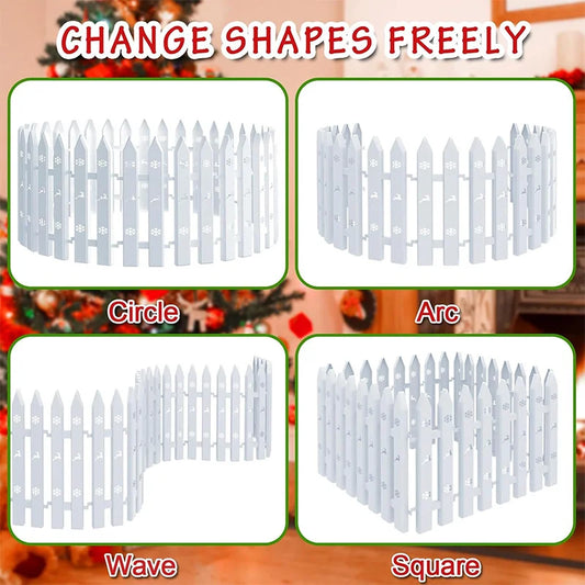 30 Pcs Christmas Tree Fence Set Panels with Decorative Top & Base 12-Inch Tall
