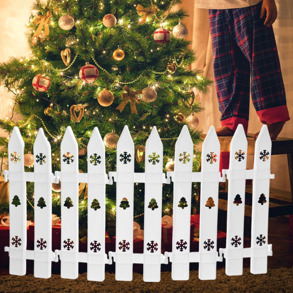 10/5PCS Christmas Fence Plastic White Hollow Fence Christmas Tree Ornament