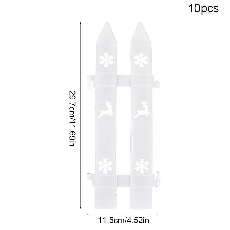 10pcs Christmas Tree Skirt Fence White Snowflake