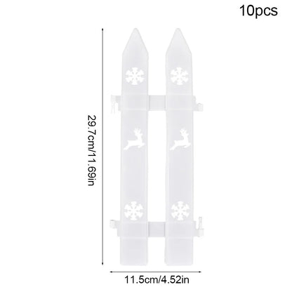 10pcs Christmas Tree Skirt Fence White Snowflake