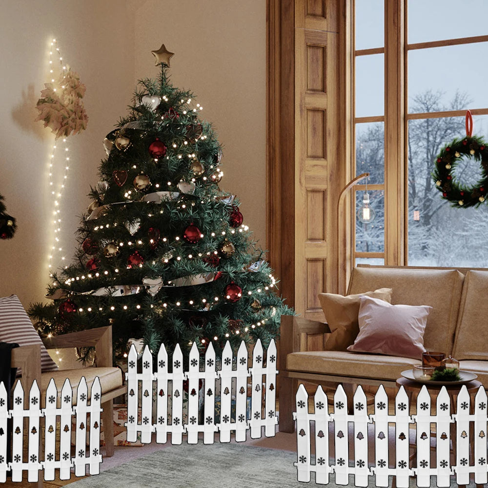 10/5PCS Christmas Fence Plastic White Hollow Fence Christmas Tree Ornament