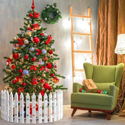 30 Pcs Christmas Tree Fence Set Panels with Decorative Top & Base 12-Inch Tall