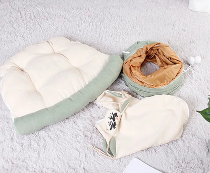 Foldable Kitty Training Interactive Tunnel with Space Cat Beds