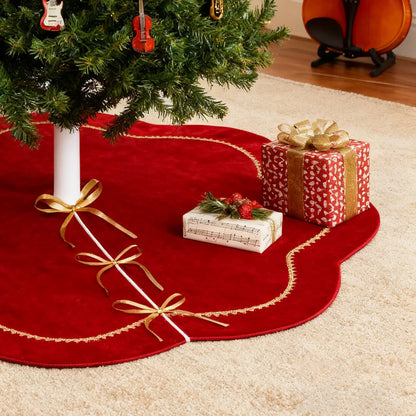 Christmas Tree Skirt Red Velvet Tree Skirt With Gold Lace