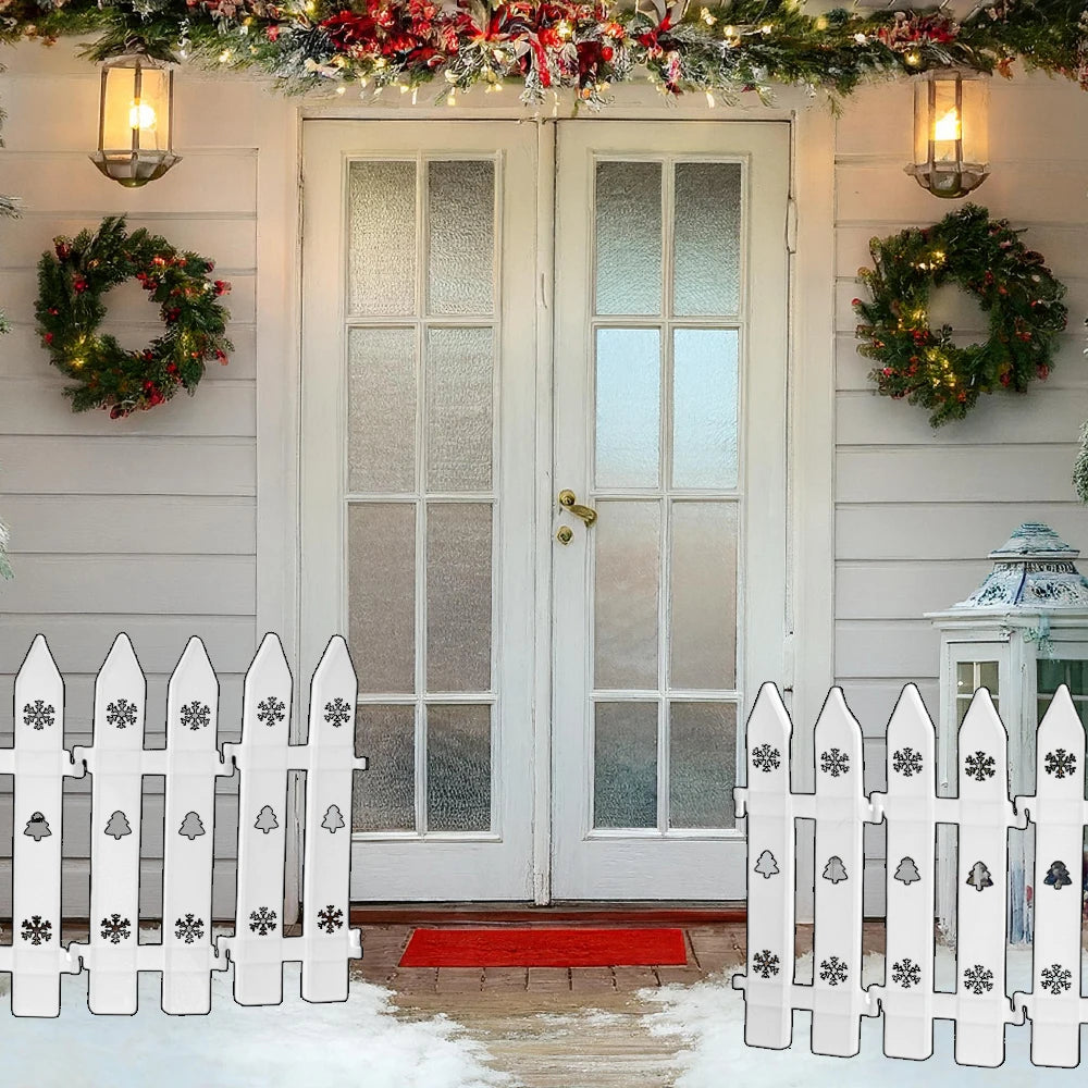 10/5PCS Christmas Fence Plastic White Hollow Fence Christmas Tree Ornament