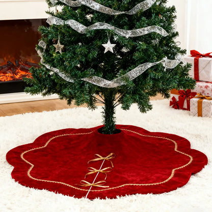 Christmas Tree Skirt Red Velvet Tree Skirt With Gold Lace