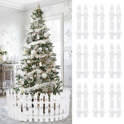 10pcs Christmas Tree Skirt Fence White Snowflake
