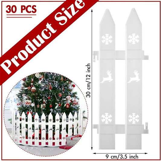 30 Pcs Christmas Tree Fence Set Panels with Decorative Top & Base 12-Inch Tall
