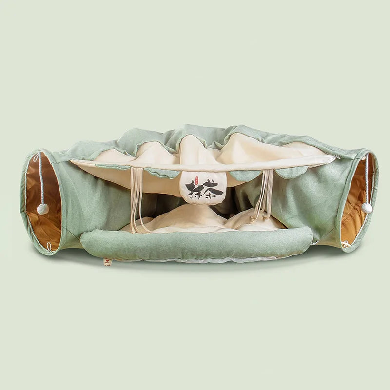 Foldable Kitty Training Interactive Tunnel with Space Cat Beds