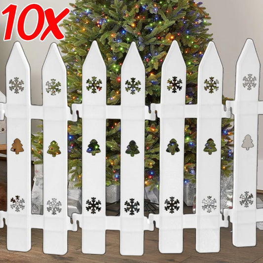 10/5PCS Christmas Fence Plastic White Hollow Fence Christmas Tree Ornament