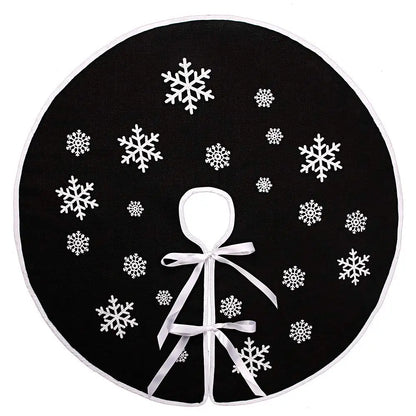 Rustic Tree Skirt with Snowflakes Printed Christmas Tree Mat