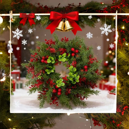 40cm Christmas Wreath with Red Berries - Artificial Eucalyptus Leaf Door Hanger