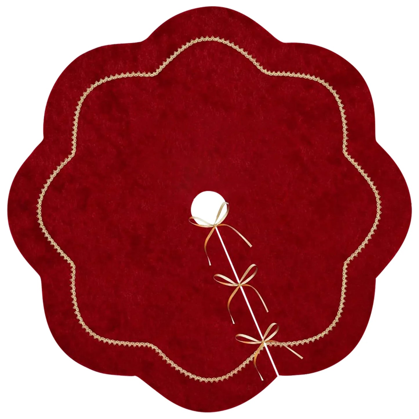 Christmas Tree Skirt Red Velvet Tree Skirt With Gold Lace