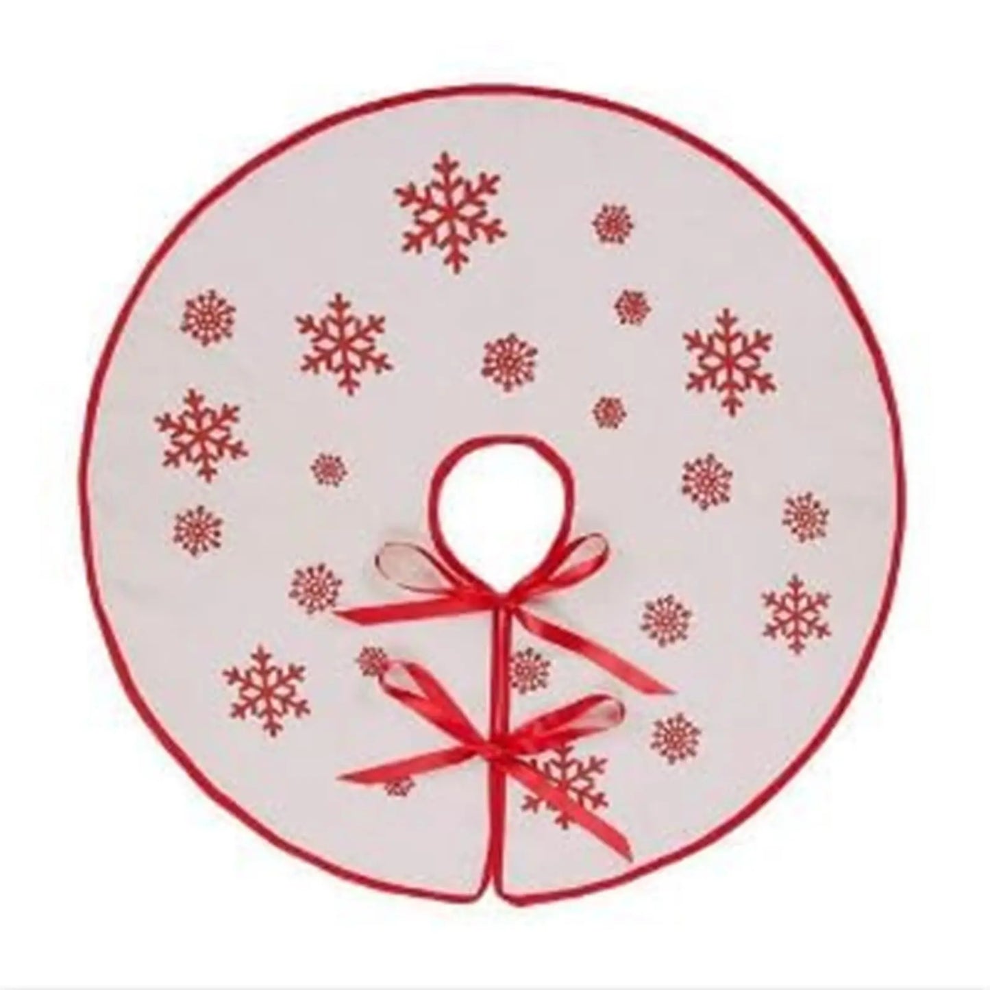 Rustic Tree Skirt with Snowflakes Printed Christmas Tree Mat