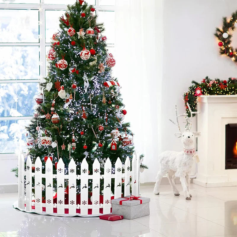 30 Pcs Christmas Tree Fence Set Panels with Decorative Top & Base 12-Inch Tall