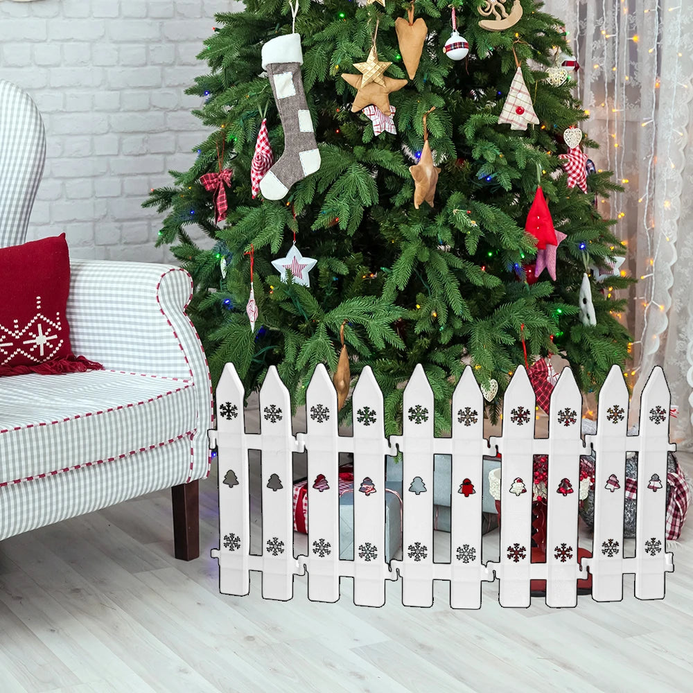 10/5PCS Christmas Fence Plastic White Hollow Fence Christmas Tree Ornament