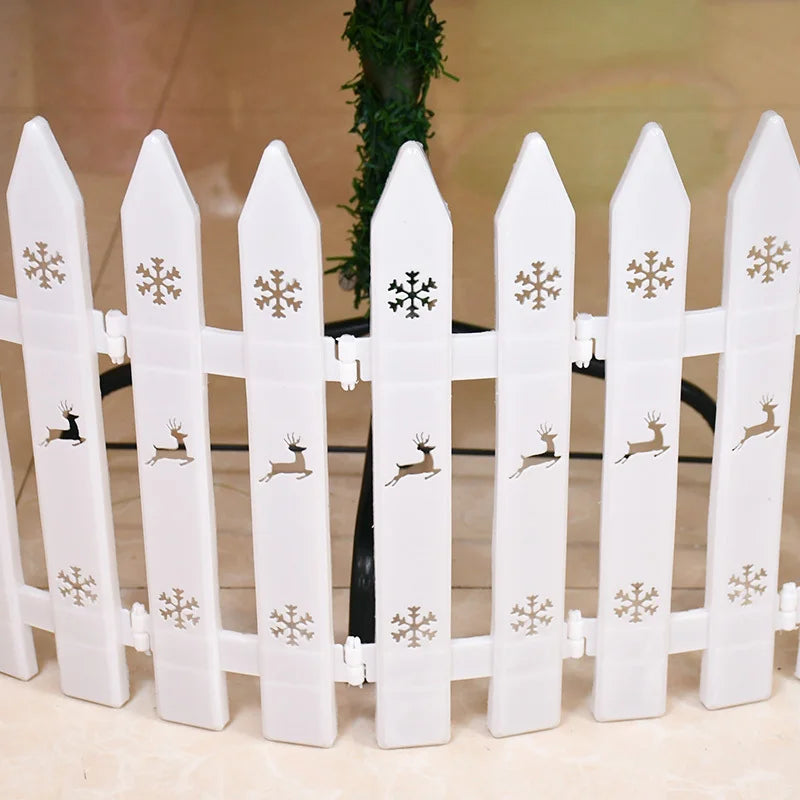 10pcs Christmas Tree Skirt Fence White Snowflake