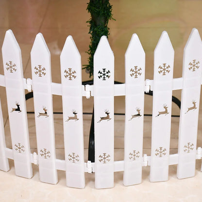 10pcs Christmas Tree Skirt Fence White Snowflake
